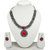 German Silver Necklace Set for Women with Red Stone Pendant SGM835