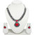 German Silver Necklace Set for Women with Red Stone Pendant SGM834