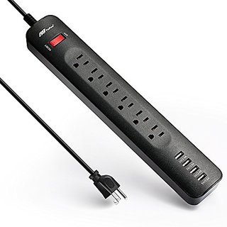 FlePow USB Power Strip With 6 AC Outlets And 4 Smart 5V