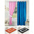 Azaani beautiful polyester solid set of two door curtains with one jute carpets & two cotton bathmat