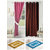 Azaani beautiful polyester solid set of two door curtains with one jute carpets & two cotton bathmat