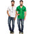 Demokrazy men's White KP and Green Zipper combo T-shirts