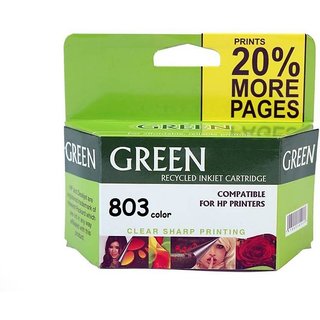 Green hp 803 tri-color ink cartridge compatible Multi Color Ink  (Magenta, Yellow, Cyan) offer