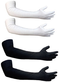 Cotton Handgloves White and Black Pack of 2