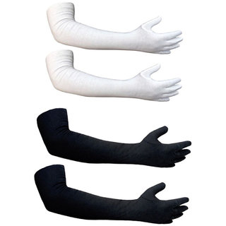 Cotton Handgloves White and Black Pack of 2