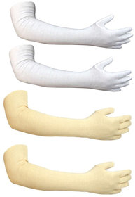 Cotton Handgloves White and Beige Pack  of 2