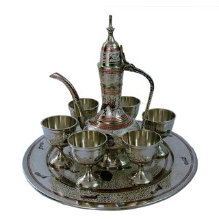 UFC Mart White Metal Antique Royal Wine Set Handicraft