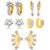 Jewels Gold Alloy Party Wear Fashion Designer Latest Combo Earring Set For Women  Girls (Pair Of 5)