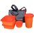 Topware Plastic Orange Lunch Box With Insulated Bag - 4 Pcs