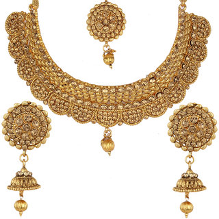 Buy Jewels Gold Antique Traditional Fashionable Wedding Golden Simple Designer Stylish Necklace Set For Women Girls Online 939 From Shopclues The pendant stands for itself with minimal filigree work on it, making it look simple and classy at the same time. jewels gold antique traditional fashionable wedding golden simple designer stylish necklace set for women girls