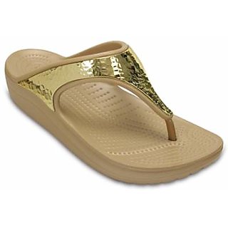 Buy Crocs Women's Gold Flip Flops Online @ ₹2995 from ShopClues