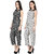 Westrobe Black Floral and White Dot Printed Jumpsuit Combo of 2