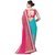 Bhuwal Fashion Pink  Turquoise Georgette Embroidered Saree With Blouse