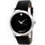 DCH Round Dial Black Leather and Synthetic Strap Men Quartz Watch For Men