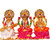 Brass 24 K Gold Plated with Stones Lord Laxmi Ganesha Saraswati Statue Hindu Goddess Laxmi and God Ganesh Handicraft Idol Diwali Decorative Spiritual Puja Vastu Showpiece Figurine - Religious Pooja Gift Item  Murti for Mandir / Temple / Home / Office