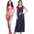 Belle Nuits Women's Satin Combo of Long Nighty and Bra  Panty Set