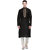 Rg Designers Black Self Design Full Sleeves Kurta Pyjama Set
