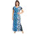 Be You Fashion Serena Satin Blue Floral Printed Nightgown for Women