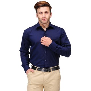 Formals by Koolpals-Cotton Blend Shirt Navy Blue Solid