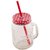 lid with folded straw and handle Glass Mug ((Multicolor)) pack of 1