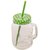 lid with folded straw and handle Glass Mug ((Multicolor)) pack of 1