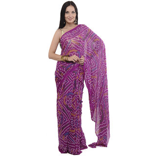 Buy | Moss Crepe Bandhani Print Traditional Saris| Online Sarees at ...
