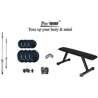 Protoner Weight Lifting Package 32 kg Weight with Flat Bench