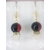 Two Line Red black Stone, White Shell Pearl  Gold Plated Wire Earrings for Girls