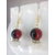 Two Line Red black Stone, White Shell Pearl  Gold Plated Wire Earrings for Girls