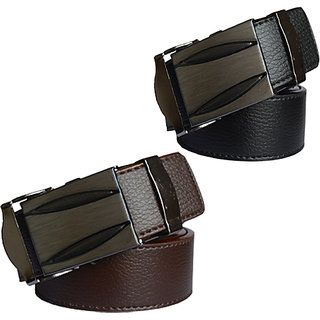 Buy Wholesome Deal Black Brown Leatherite Clamp Buckle Belt For Mens Online - Get 88% Off