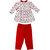Girls Red And White Frock With Leggings
