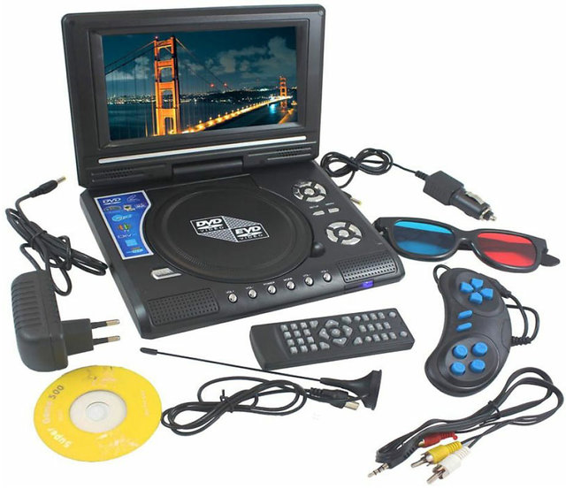 PORTABLE DVD PLAYER, CARD READER, GAME PLAYER, TV & FM popular RADIO