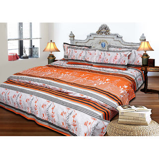 AS Attractive Design cotton Double Bed sheets with 2 pillow covers- Rust