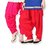 Stylobby Pink  Red Cotton Plain Patiala Salwar (Pack Of 2)