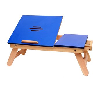 Buy IBS Blue Matte With Drawer Portable Laptop Tabble Solid Wood ...