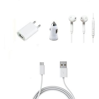 combo of 3 in 1 charger with S6 earphone (Assorted Colors)
