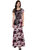 Raas Prt Floral Print Maxi Dress with Black Lace Overlay