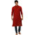 Amora Designer Ethnic Red Solid Blended Khadi Straight Kurta For Men
