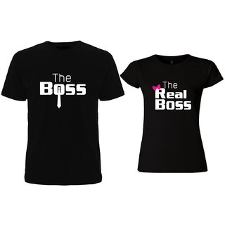 The Boss - The Real Boss Couple Combo Cotton tees (Pack Of 2)