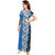 Be You Fashion Serena Satin Blue Floral Printed Nightgown for Women