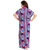 Be You Fashion Serena Satin Voilet Floral  Stripes Printed Kaftan Nightgown for Women