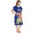 Be You Cotton Rayon Dark Blue Floral Printed Kaftan Nighty for Women