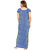 Be You Serena Satin Blue-Yellow Floral Printed Nightgown for Women