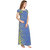 Be You Serena Satin Blue-Yellow Floral Printed Nightgown for Women