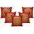 STITCHNEST Red and Gold Velvet 16 X 16 Inch Abstract Cushion Cover - Set of 5