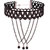 Jazz Jewellery Retro Style Black Lace Multi Stranded Criss Cross Chain Choker Necklace For Girls