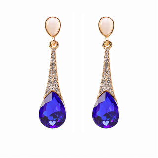 Fancy Party Wear Blue Stone Earrings For S Gold Plated Tear Fancy Party Wear Blue Stone Earrings For S Gold Plated Tear Drop By Freshvibes