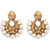 JewelMaze Gold Plated White Pearl Chandbali Earrings-AAA1901