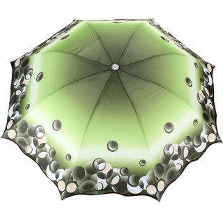 120948031-shopclues.com FabSeasons Green Digital Print 3 Fold Fancy Manual Umbrella for Rain Summer & All weather conditions