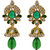 JewelMaze Zinc Alloy Green Kundan Gold Plated Austrian Stone Dangler Earrings AAA0236